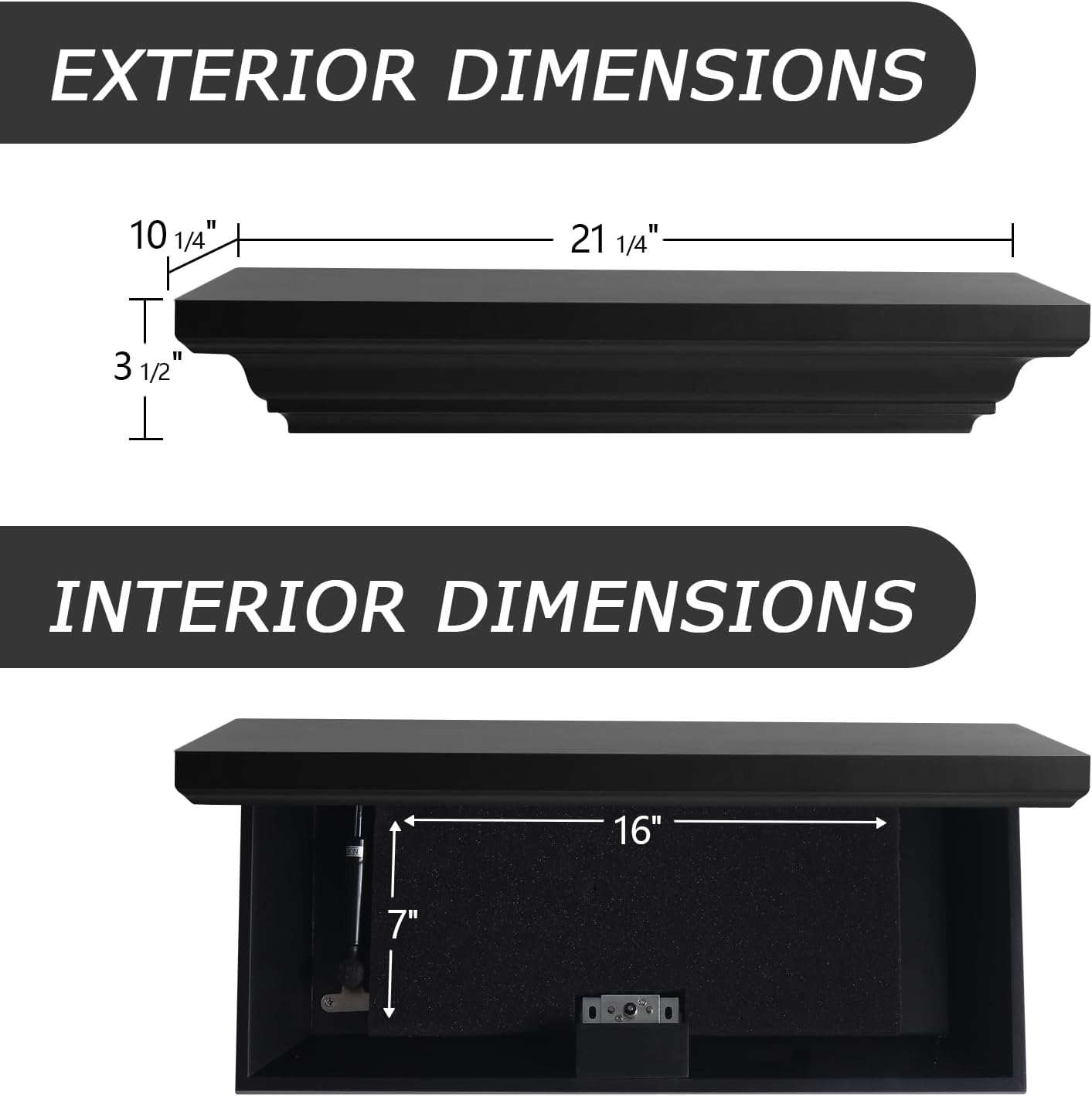 RFID Locking Concealment Gun Shelf with Hidden Compartment