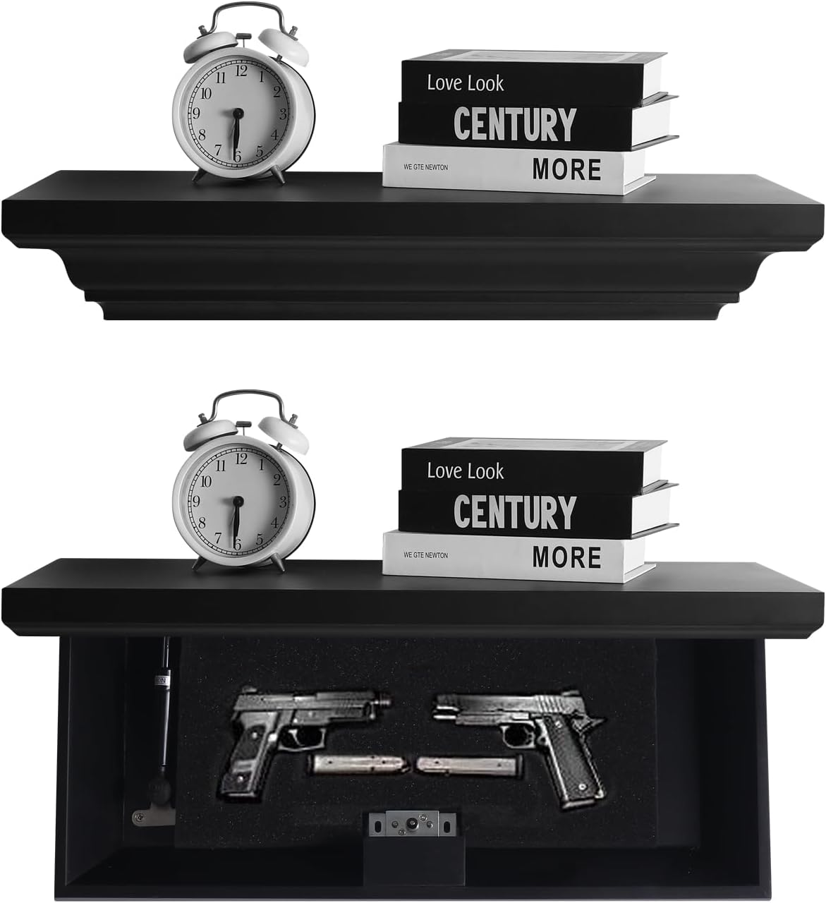 RFID Locking Concealment Gun Shelf with Hidden Compartment